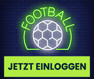 Leuchtendes Fussball Symbol mit Einloggen Button
